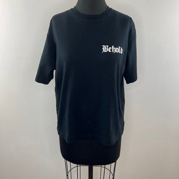 DCPL Behold T-Shirt Black Cotton Crewneck Short Sleeve Spiritual Print Size S - Picture 2 of 10